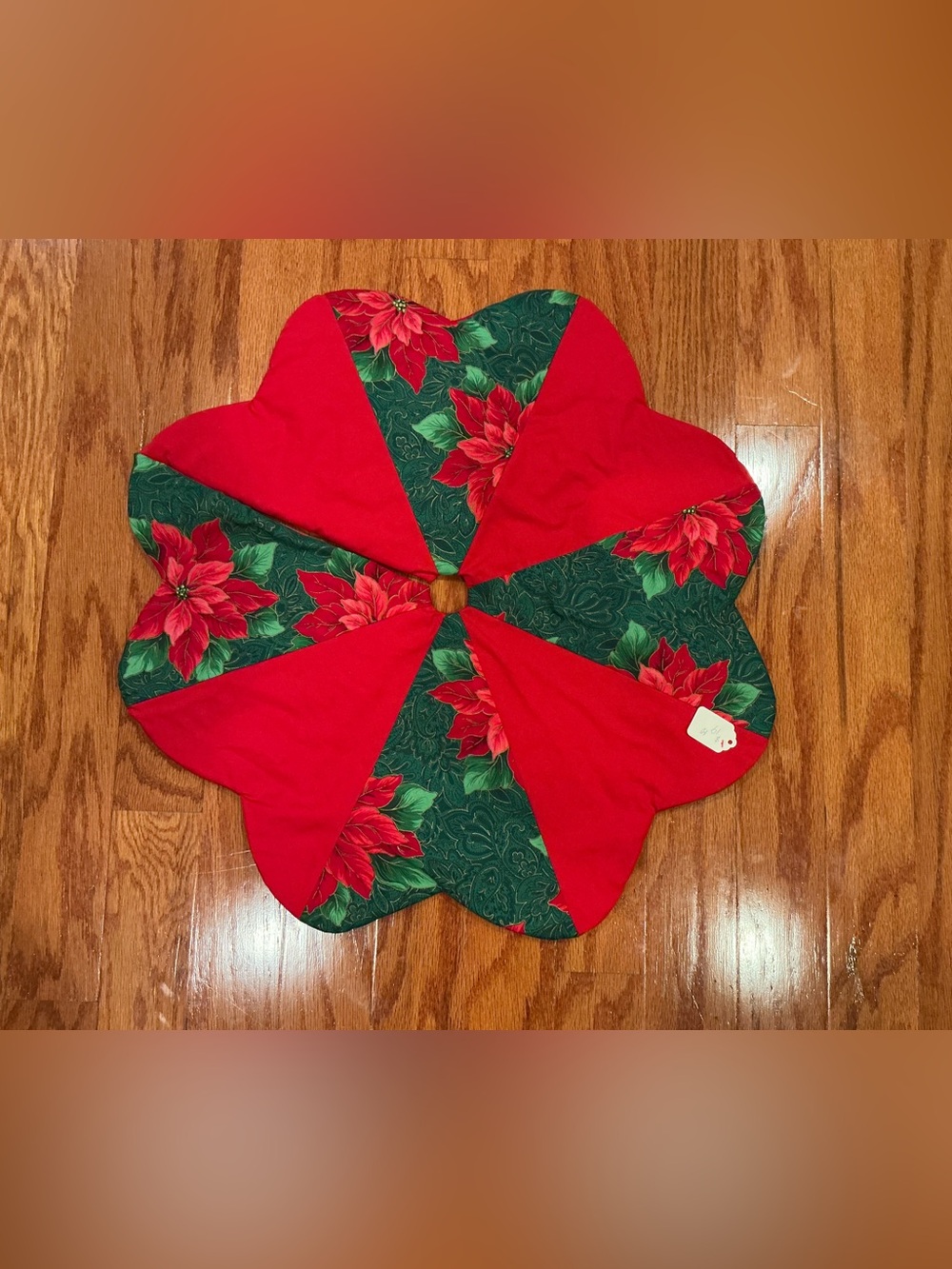 Holiday Poinsettia Tree Skirt - Red and Green